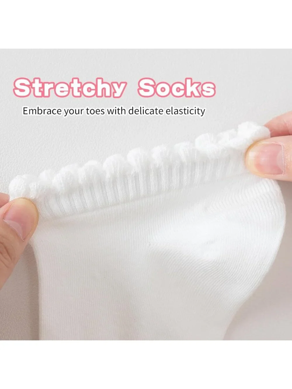 🧦Women's All White No Show Socks Low Cut Non Slip Ruffle Ankle Socks 6 Pairs
